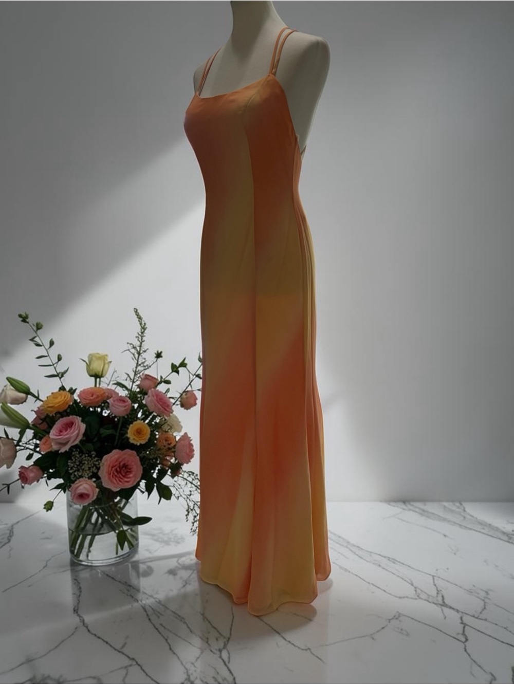 Sunset Ombre Maxi Slip Dress in Orange Size 8 - Picture 4 of 12
